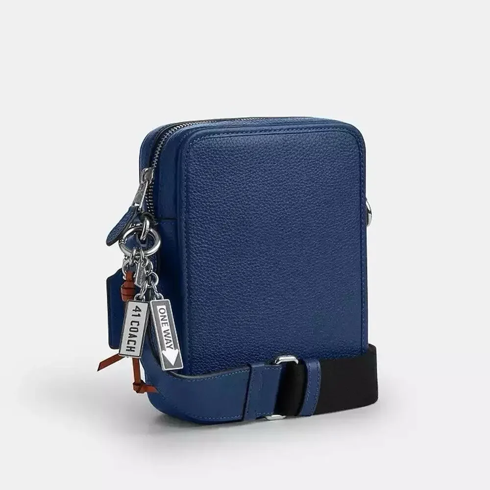 NWT COACH Sullivan Crossbody Bag With Charms Leather Deep Blue Silver CEB93